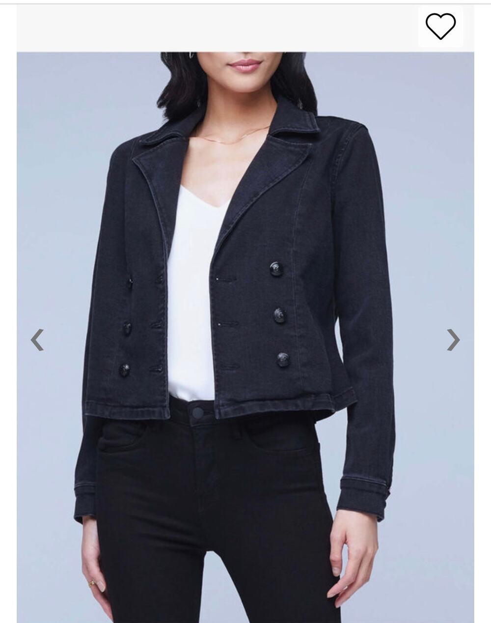 NWOT L’Agence Double Breasted Admiral Jacket, Black, XL